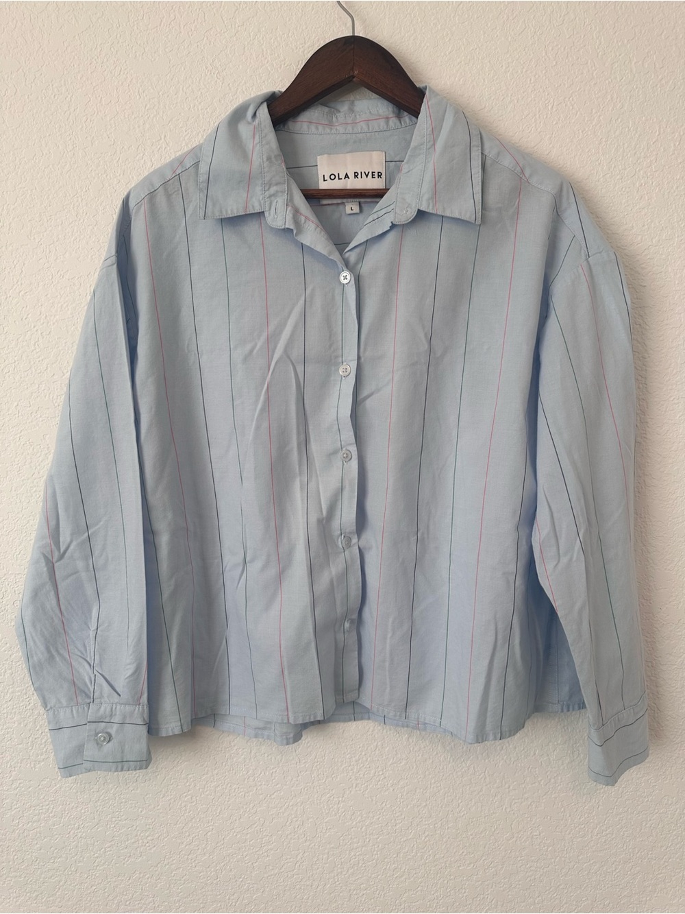 Lola River Light Blue Striped Button-Down Shirt